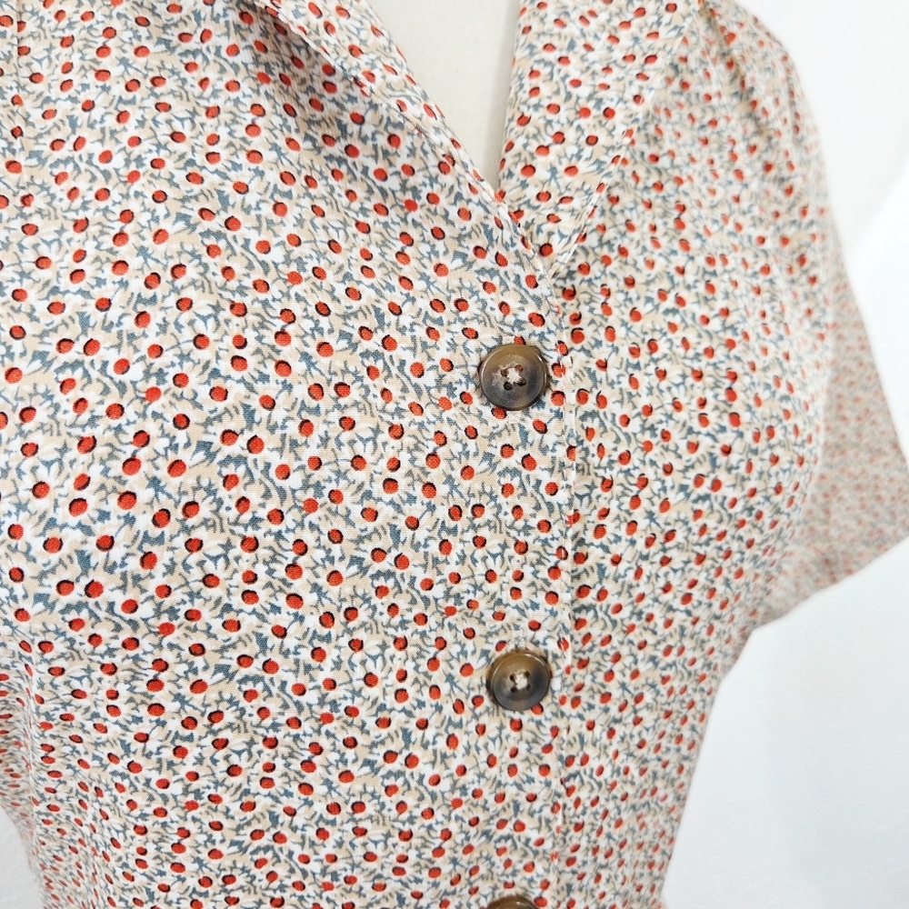 Roolee Belinda Button Down Floral Ditsy Midi Dress Retro Women's Size Small - Picture 5 of 7